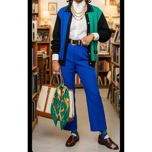 Vintage 90s Color Block Maximalist Sweater XL Structured